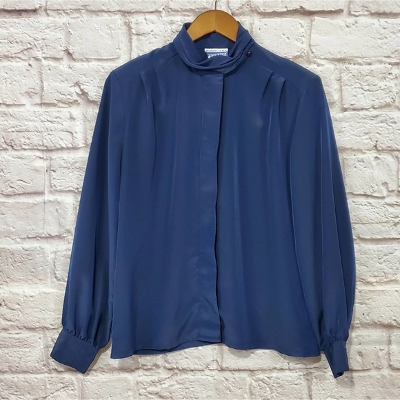 Pendleton Vintage Royal Blue Mock Neck Button Top